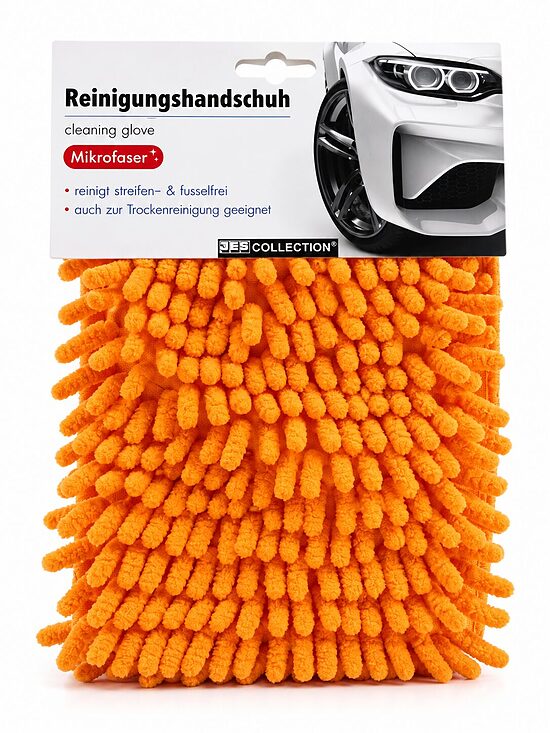 JES Collection mikrošķiedras tīrīšanas cimds automašīnai – oranžs