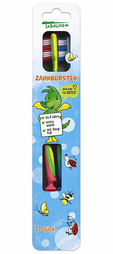 Tabaluga bērnu zobu birstes, īpaši mīkstas, 2 gab.