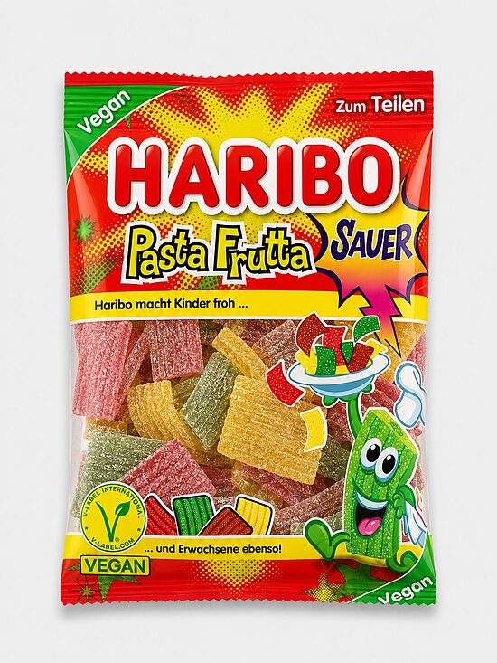 HARIBO Pasta Frutta Sauer skābās želejkonfektes, vegānas, 160 g