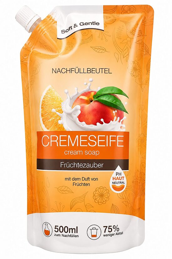 Soft & Gentle Früchtezauber krēmziepju uzpilde ar augļu aromātu 500 ml