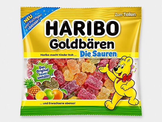 HARIBO Goldbären Die Sauren – skābie želejlācīši ar augļu garšām, 175 g