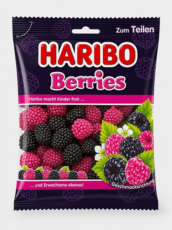 HARIBO Berries – aveņu un kazeņu garšas želejkonfektes, 175 g