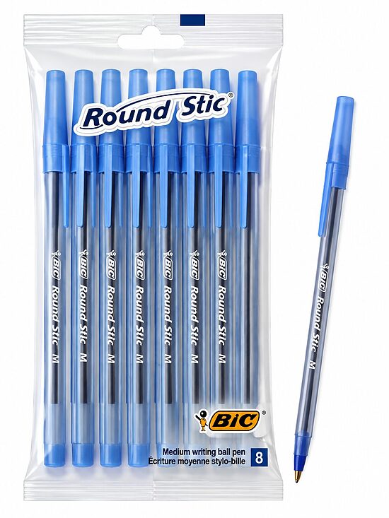 BIC Round Stic zilas lodīšu pildspalvas – 8 gab