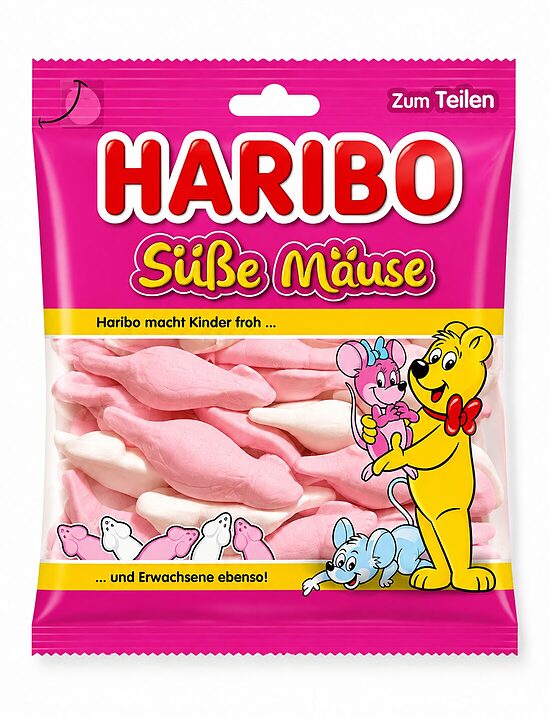 HARIBO Süße Mäuse – pelīšu formas putu konfektes, 175 g