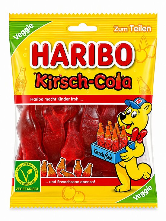 HARIBO Kirsch-Cola – ķiršu un kolas garšas želejkonfektes 175g