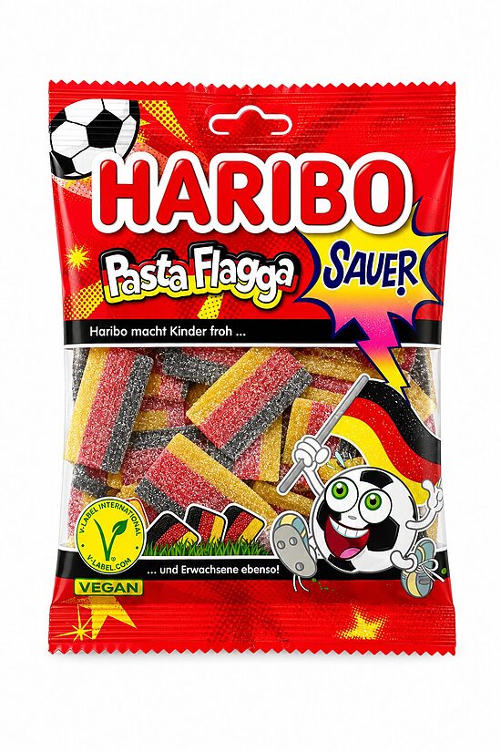 HARIBO Pasta Flagga Sauer – skābās želejkonfektes 160g