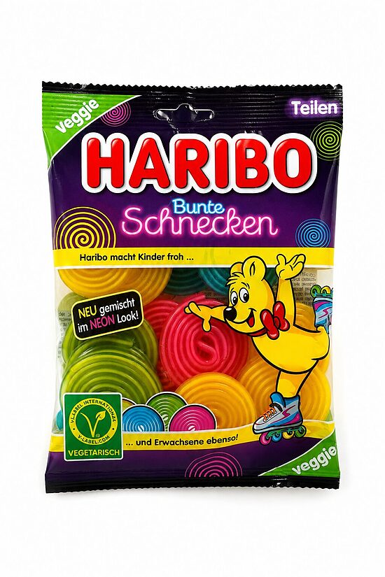 HARIBO Bunte Schnecken – krāsainas lakricas konfektes 160g