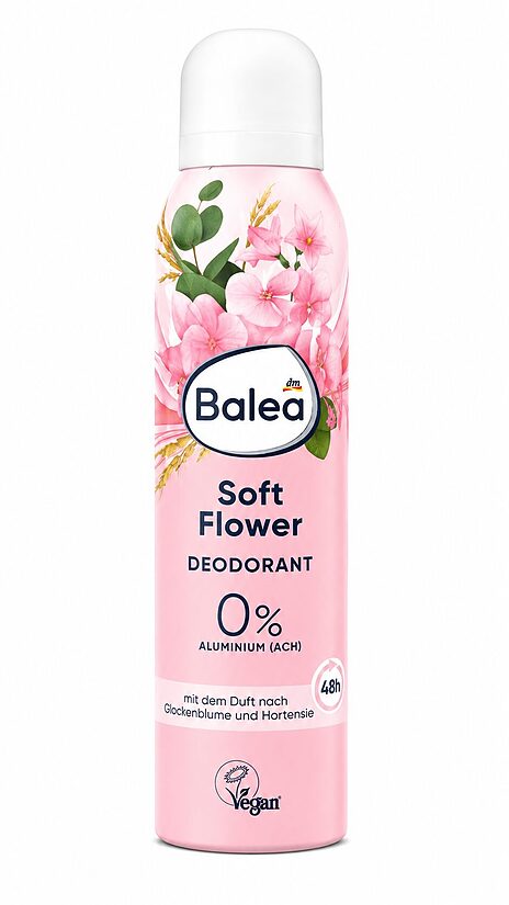 Balea Soft Flower dezodorants ar zvaniņpuķu un hortenzijas aromātu, 200 ml
