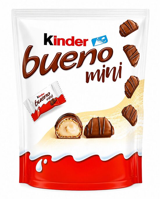 Kinder Bueno Mini šokolādes vafeļu konfektes ar lazdu riekstu krēmu – 108 g