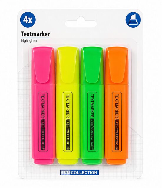 JES Collection teksta marķieri – 4 košas krāsas
